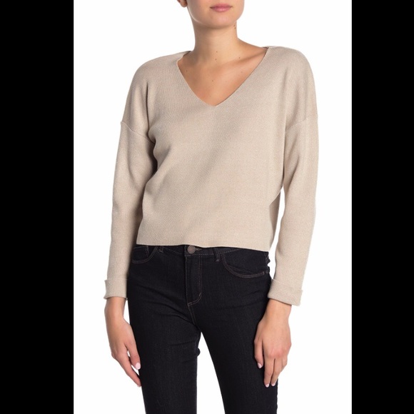 Line & Dot Vivi Sweater Knit V-Neck Crop Cuffed - Picture 1 of 7